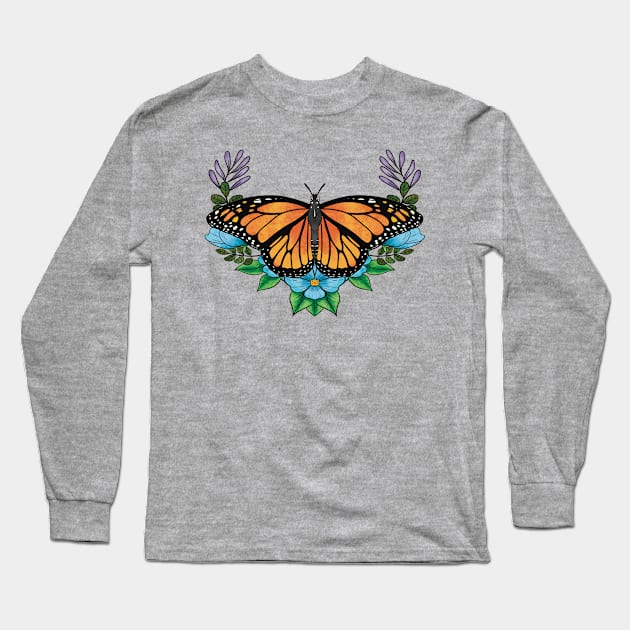 Monarch Butterfly Long Sleeve T-Shirt by rvkhart